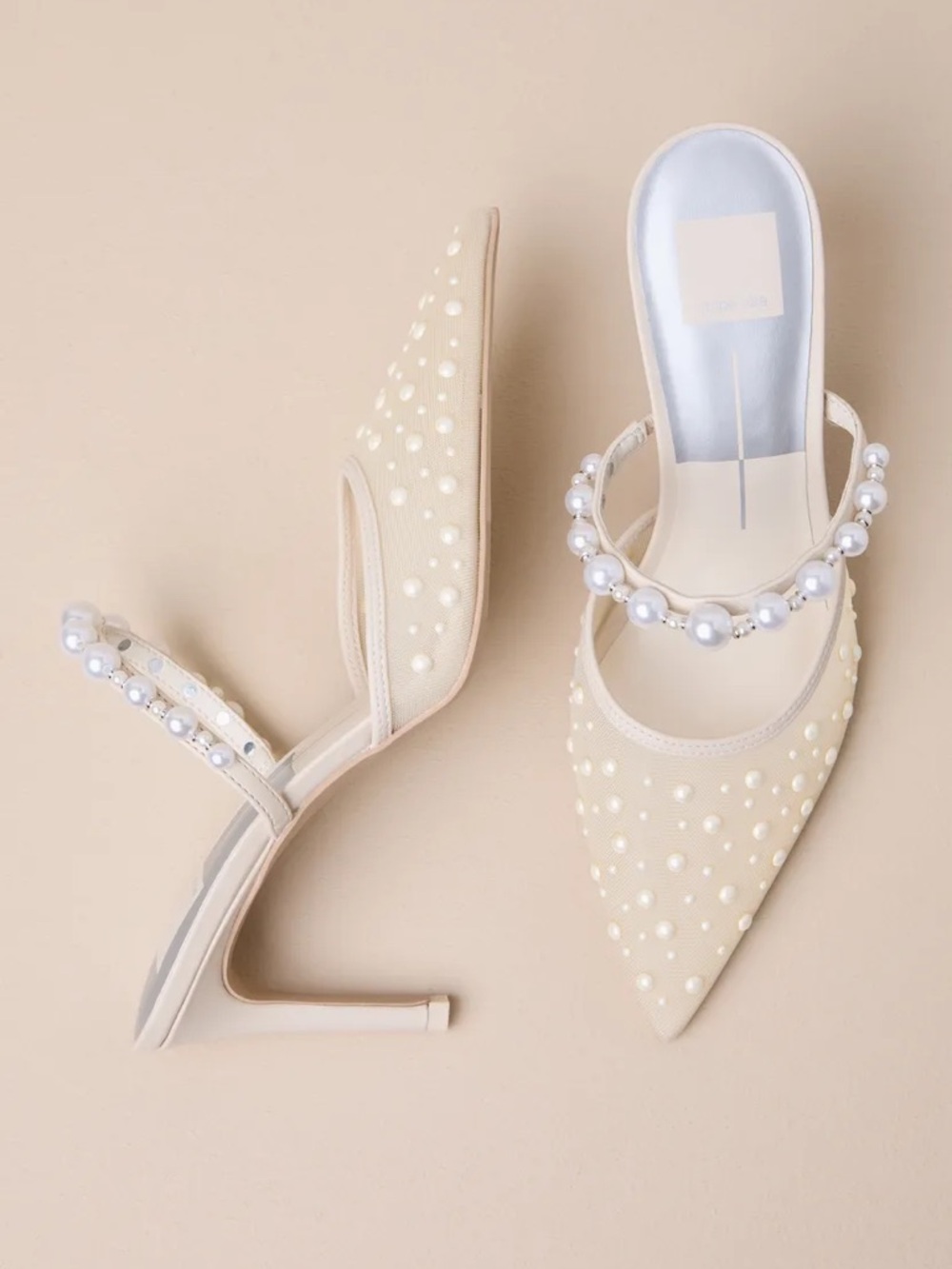 BRAND NEW, NEVER WORN Dolce Vita Katik Pearl High Heel - Ivory Mesh